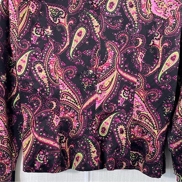 JS Collections Silk Paisley Beaded Jacket Button Front Blazer Coat Size 10 - Picture 12 of 16